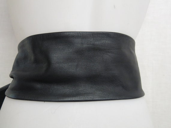 Wide Black Leather Belt Smooth Soft Leather Belt … - image 4