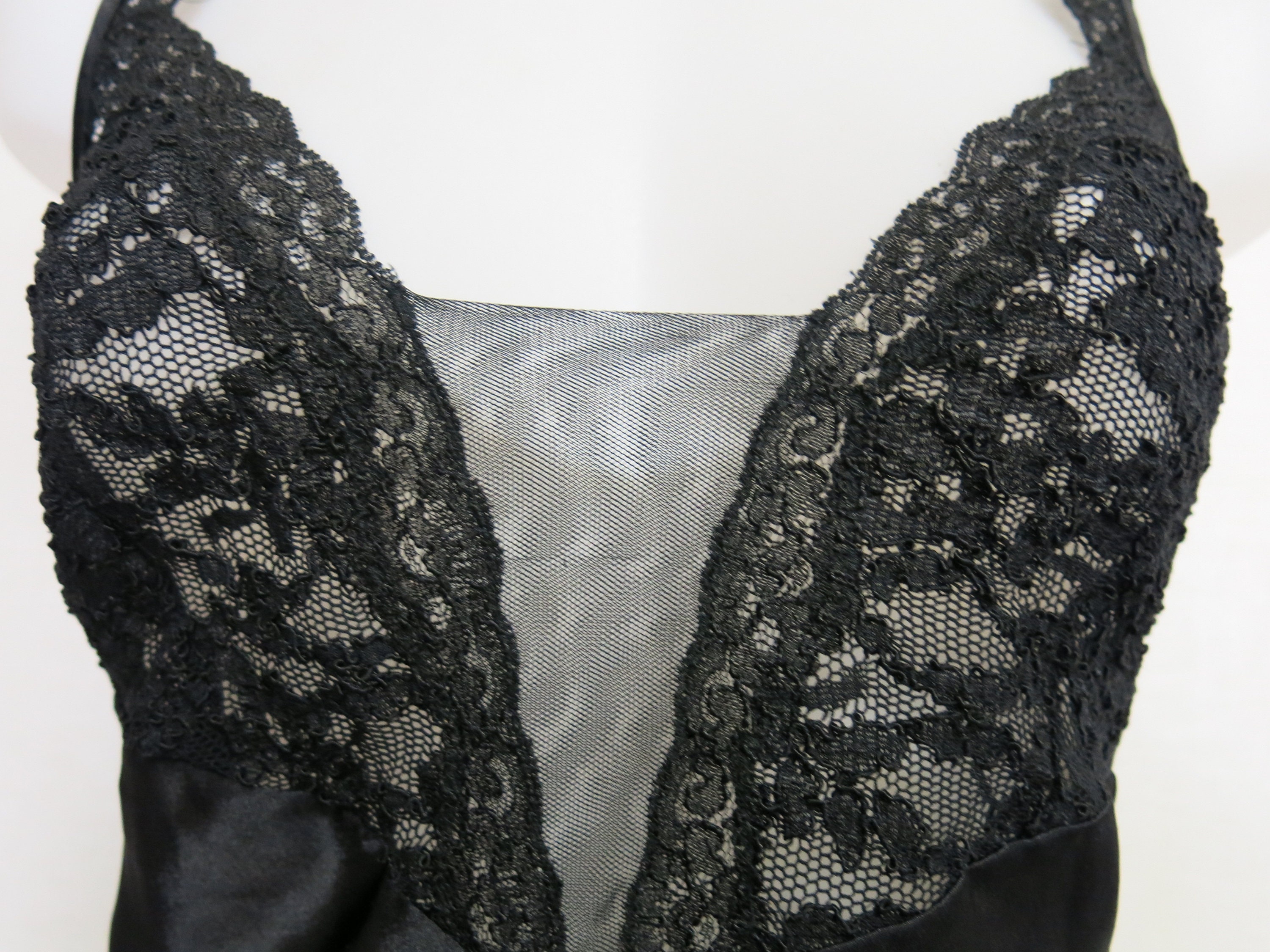 Black Satin Nightgown Victoria's Secret Nightgown Long Lace