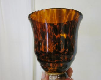 Vintage Amber Tortoiseshell Glass Lamp Shade Mid Century Replacement Light Shade Brown Swirl