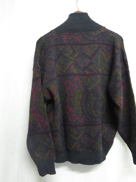 Nordic Style Sweater Italian Wool Shawl Collar Me… - image 6