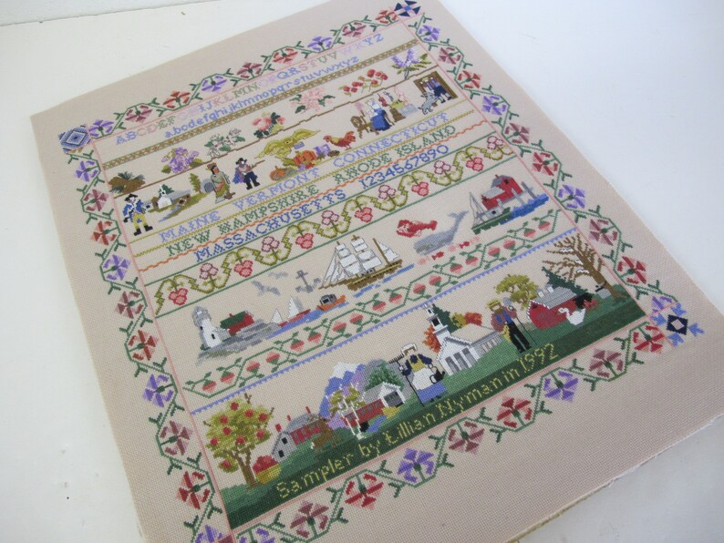 Needlepoint Sampler Cross Stitch Needlepoint New England Etsy