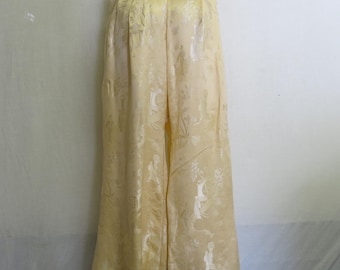 Vintage Chinese Silk Palazzo Pants: Wide Leg Couture