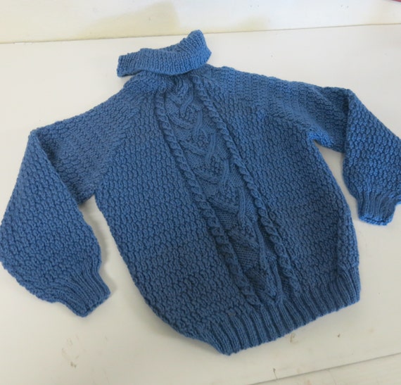 Handknit Child's Wool Sweater Cableknit Slouchy B… - image 2