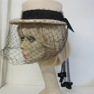 Summer Hat Mid Century Straw Hat with Netting Dress Up Hat