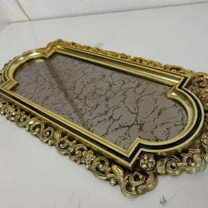 Gold Mirror Vanity Tray Hollywood Regency Tray Boudoir Mirror Mid Century