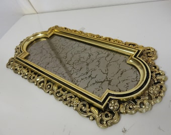 Gold Boudoir Mirror Tray: Hollywood Regency Vanity Decor