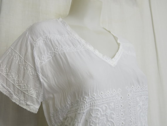 Johnny Was Peasant Blouse Rayon Eyelet Blouse Whi… - image 1