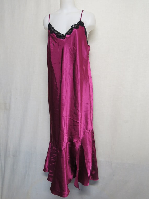 Satin Nightgown Burgundy Marsala Satin and Lace Ca
