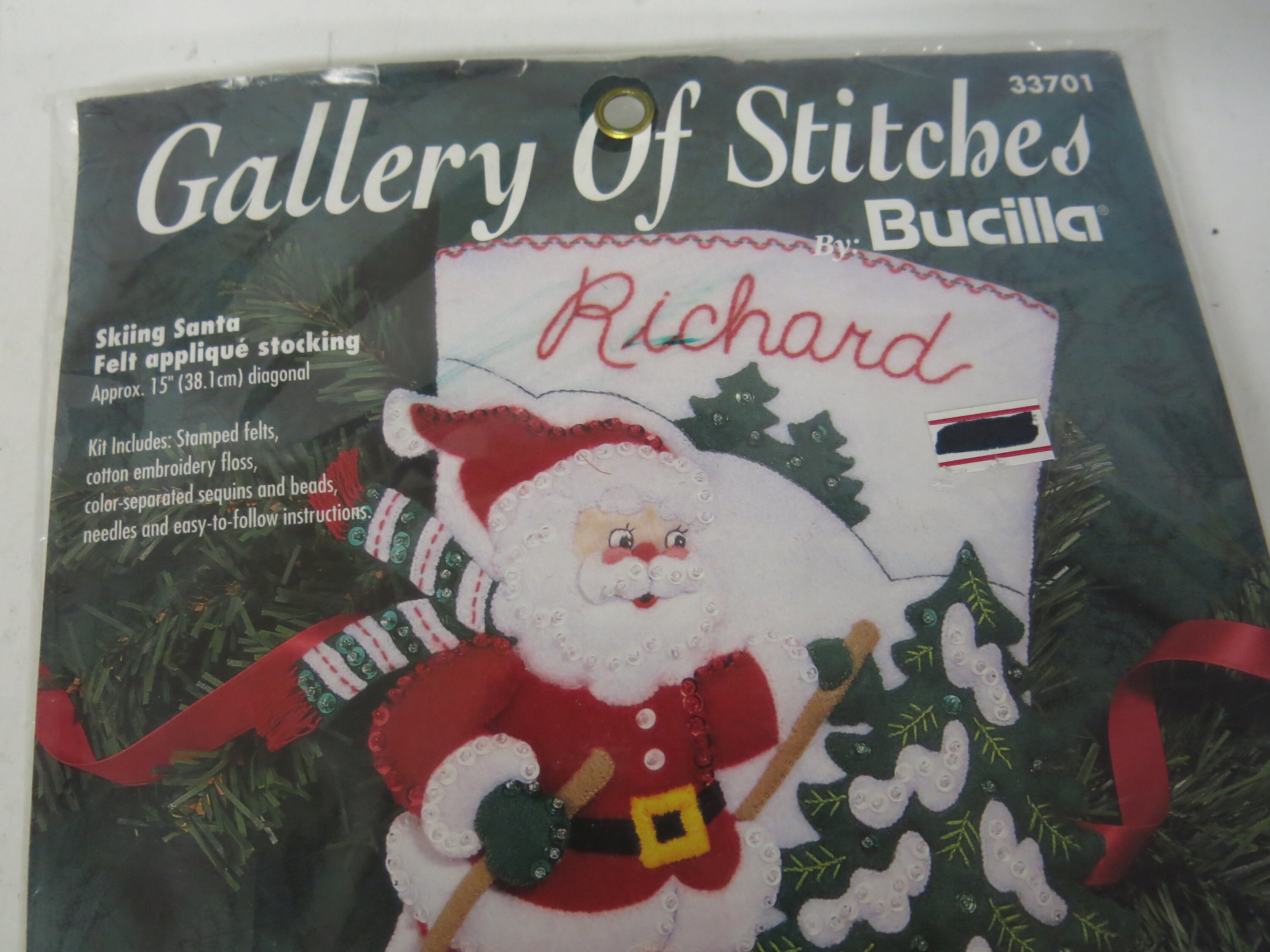 33701 Christmas 2022 Christmas Felt Stocking Skiing Santa 33701 Bucilla | Etsy Uk