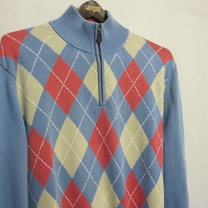 Argyle Pullover Sweater Brooks Brothers Retro Sweater Zipper Pima Cotton image 1