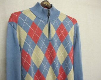 Argyle Pullover Sweater Brooks Brothers Retro Sweater Zipper Pima Cotton