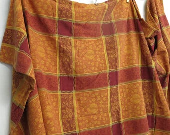 Plaid Tablecloth Woven Cotton Tablecloth Summer Fall Color 91" x 57"