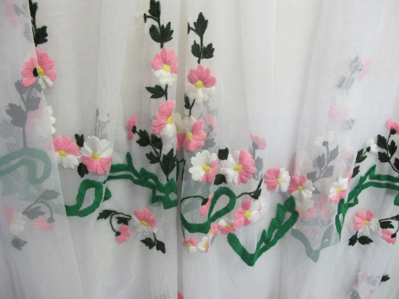 Sheer Lace Curtain Net Curtains Applique Cottage Curtains Etsy