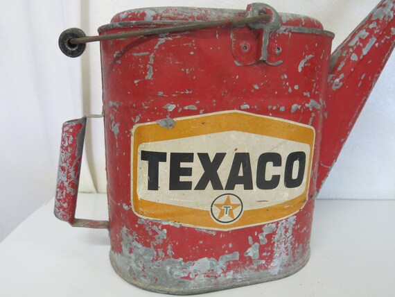 Vintage TEXACO Oil Can Large 1960's - Etsy