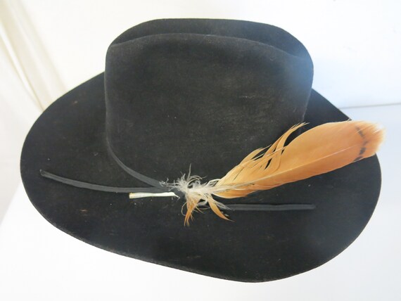 Vintage Black Cowboy Hat Silver Spur 