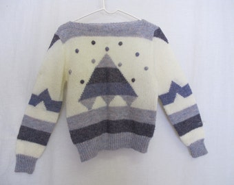 Vintage Bobbie Brooks-kerstboomtrui, donzige trui (medium)