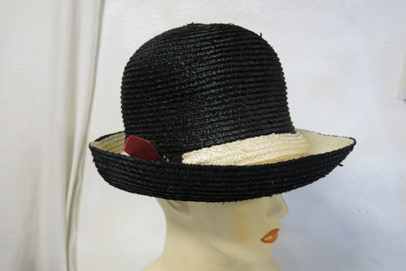 Summer Straw Derby Hat 1960's Mod Hat Don Anderso… - image 4