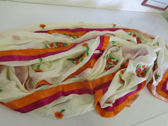 Silk Chiffon Shawl Embroidered Shawl Embroidered … - image 3