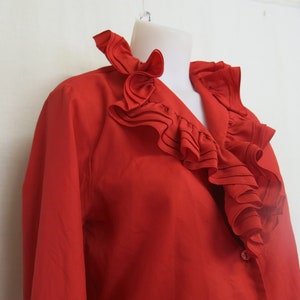 Red Ruffle Blouse Pirate Blouse Poet's Blouse Romantic Christmas Blouse