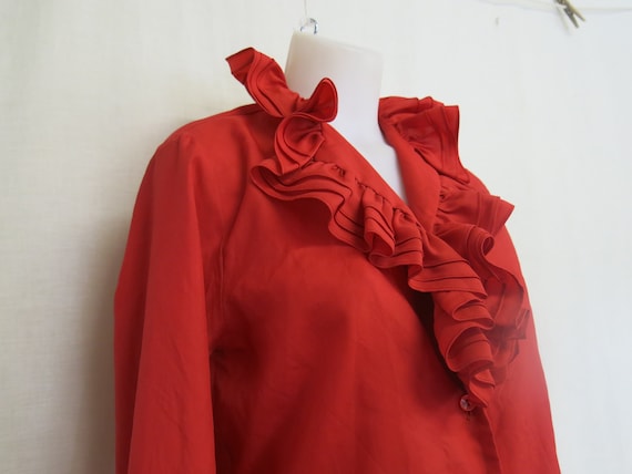 Red Ruffle Blouse Pirate Blouse Poet's Blouse Rom… - image 1