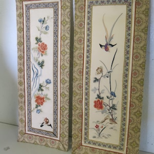Bordado chinês antigo Bordado asiático Arte déco chinesa Seda chinesa Pendurado na parede