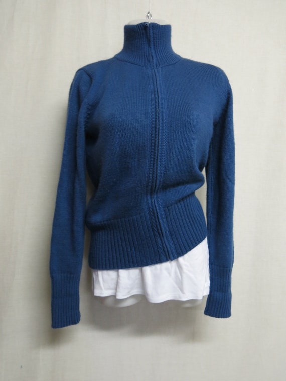 Alpaca Cardigan Sweater Zipper Front Blue Cardigan - Etsy