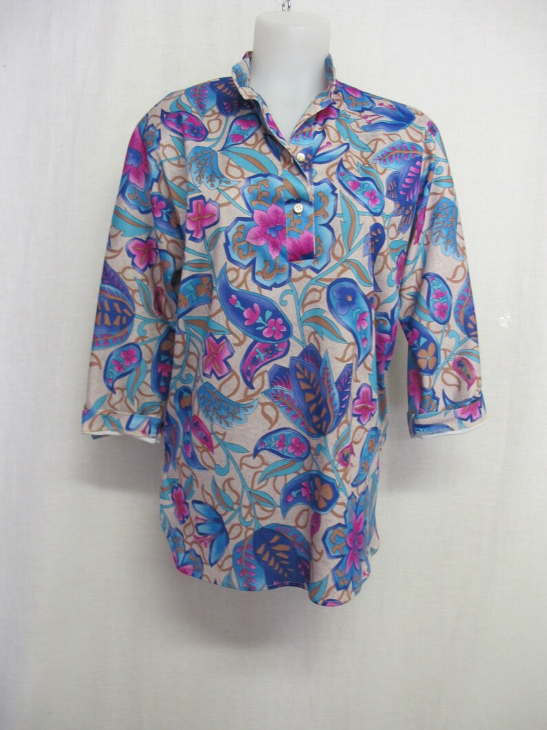Vera Neumann Blouse Mad Men Blouse Designer Tunic Blouse Size 8