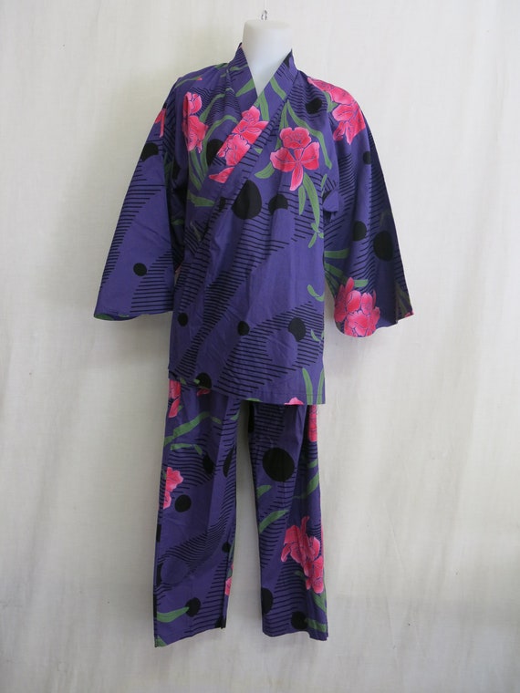 Asian Style Cotton Pajamas Kimono Floral Chinese L