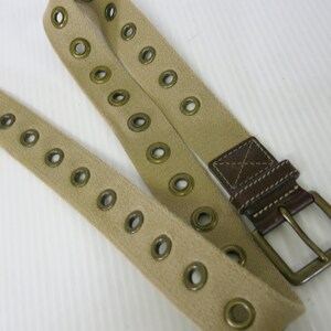 Vintage Eddie Bauer Medium Width Leather Belt Rectangular Brass Buckle Medium Vintage Eddie Bauer Belt Womens Medium Leather Brown Chunky  main image 4