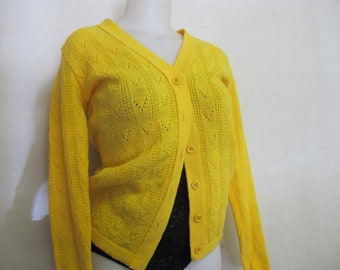 1960's Cardigan Sweater Preppy Mustard Yellow Sweater John Meyer
