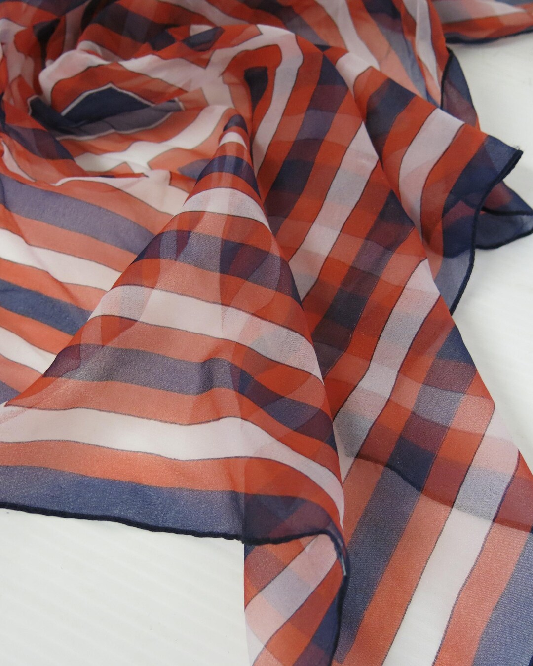 Nilon Scarf Patriotic Nylon Chiffon Scarf Red White and Blue Mid Century Japan - Etsy