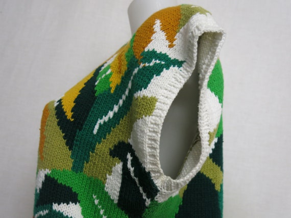 Mod Cotton Sweater Intarsia Floral Perry Ellis Po… - image 3