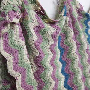 Vintage Crochet Afghan Throw Wool Afghan Throw Wool Blanket