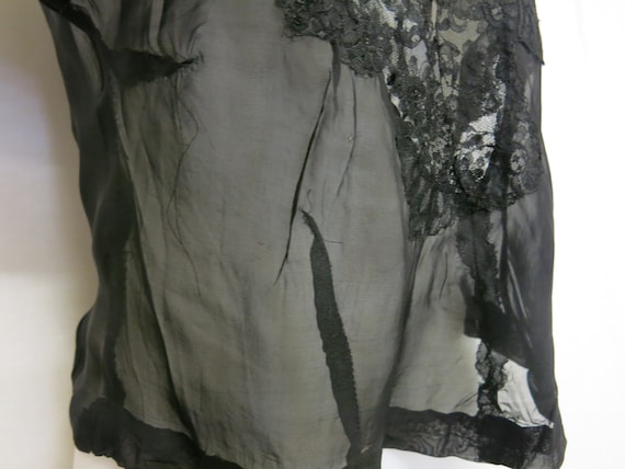 1930s Black Lace Blouse: Sheer Silk Dark Academia… - image 3