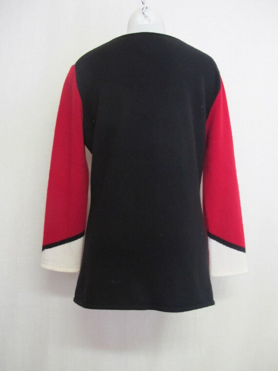 Cashmere Sweater Tunic Mod V Neck Intarsia Mongol… - image 5