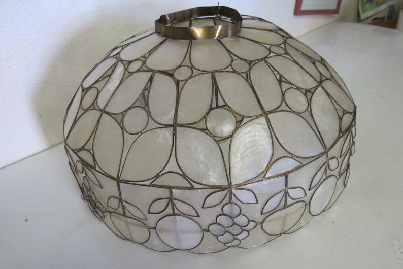 Capiz Shell Lamp Shade Light Fixture Mid Century Capiz Shell Etsy