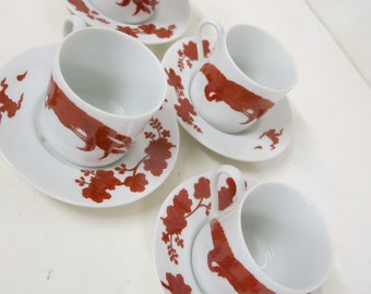 Espresso Cups Japan Demitasse Cups Set of 4 Peacocks Neiman Marcus Porcelain