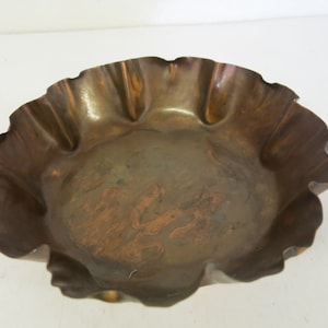 Arts and Crafts Copper Bowl Ikebana Bowl Hammered  Copper Drumgold