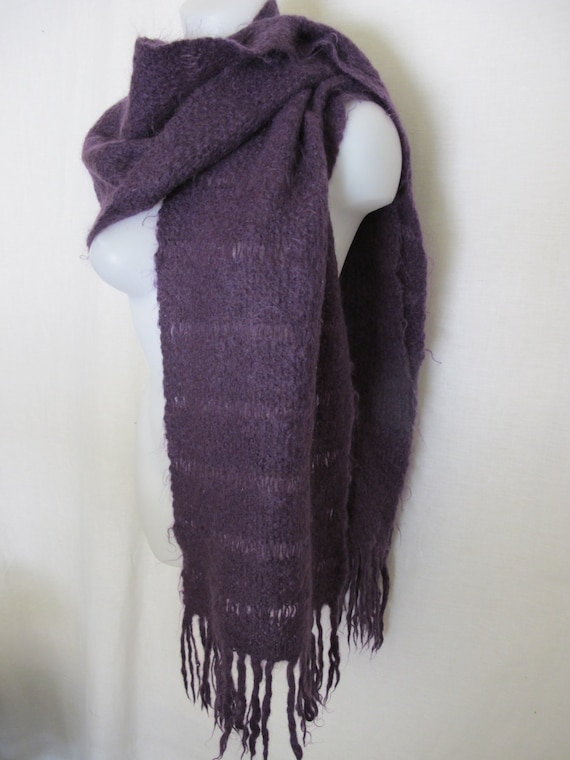 Italian Mohair Shawl Scarf Handknit Mohair Fringe
