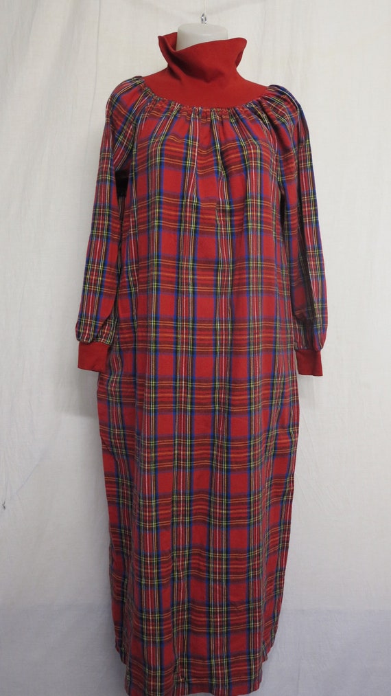 Vermont Country Store Nordic Snowflake Flannel Nightgown Red