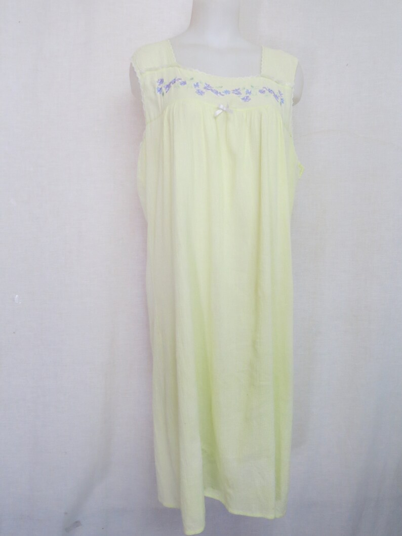 Cotton Gauze Nightgown Cotton Nightgown Pale Yellow Nightgown S/M image 2