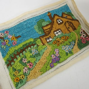 Petit Point Needlepoint Completed English Cottage Garden Small Miniature