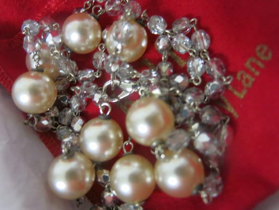 Kenneth Jay Lane Necklace Faux Pearl and Crystal … - image 4