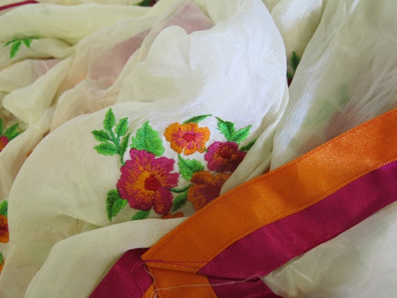 Silk Chiffon Shawl Embroidered Shawl Embroidered … - image 10