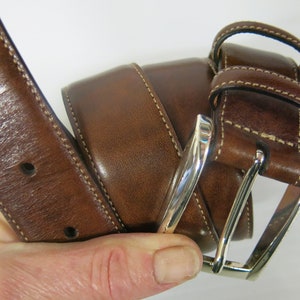 TRAFALGAR Leather Belt Brown Men&#39;s Belt Size 40 Handmade in USA