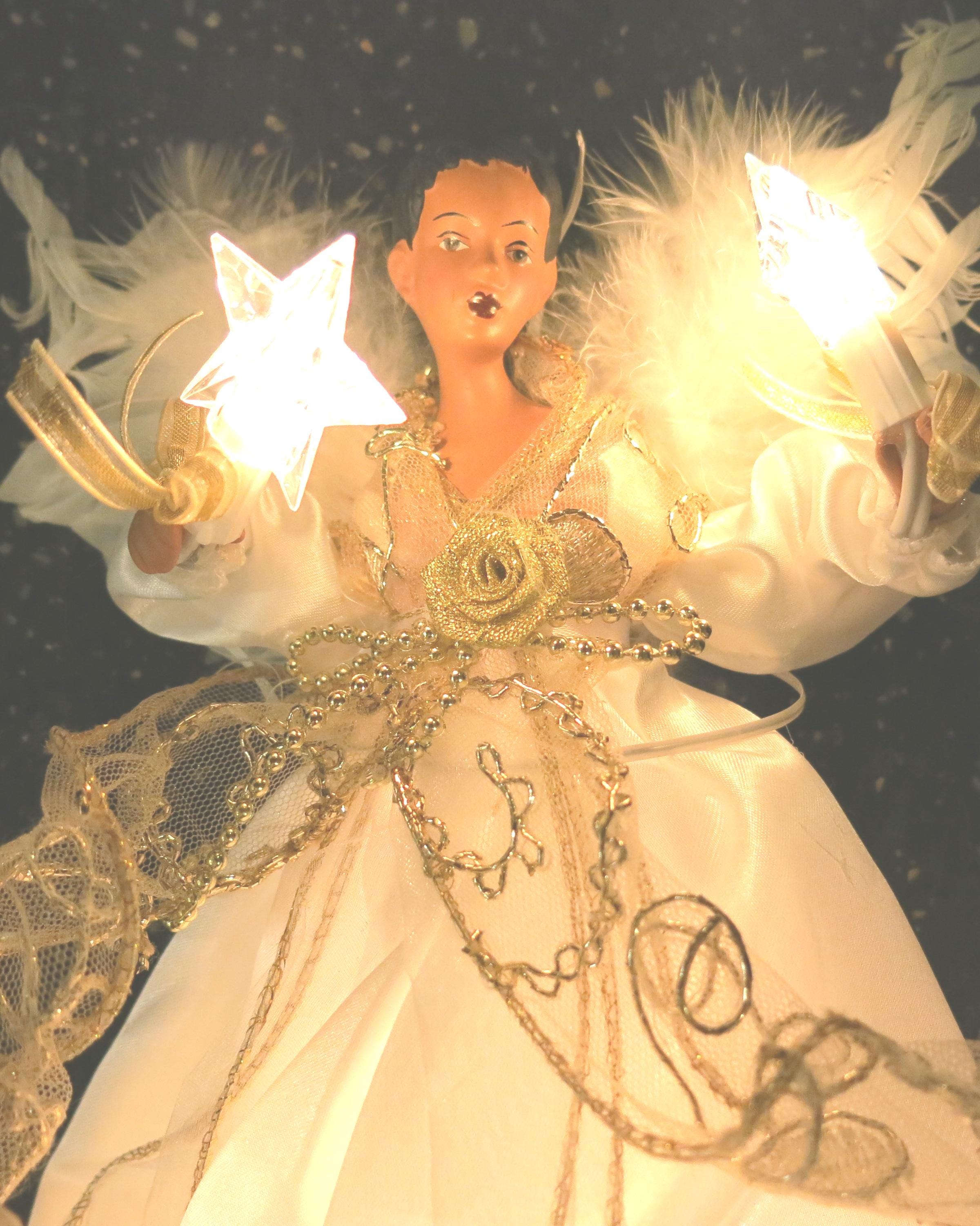 Vintage Kurt Adler Angel Tree Topper: Light-up Christmas Decor