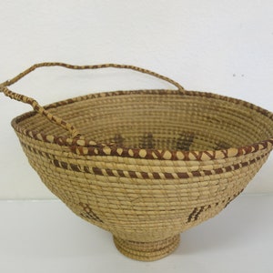 African Basket Pedestal Large Basket with Handle