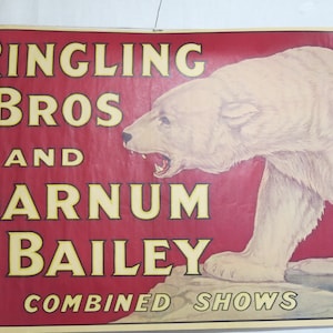 1921 Ringling Brothers Barnum and Bailey Circus Large Poster VINTAGE Reprint 1960&#39;s