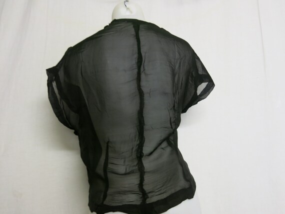 1930s Black Lace Blouse: Sheer Silk Dark Academia… - image 8