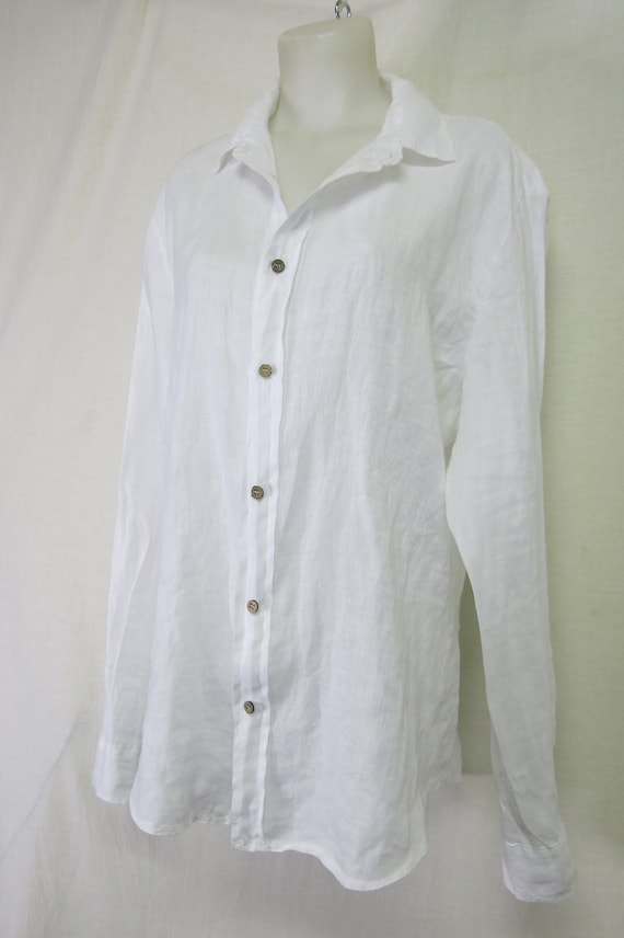 White Linen Blouse Long Linen Tunic Blouse Long Ov
